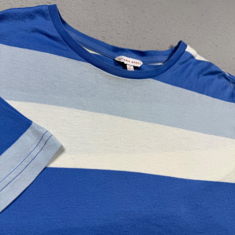 Orlebar Brown Sammy Striped T-Shirt Mens Blue White Short Sleeve Cotton Tee
